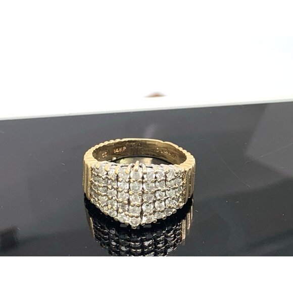 Cocktail Ring Diamond 14k Yellow Gold Cluster 0.75ctw Estate Women's Size 6.5 - Picture 11 of 14